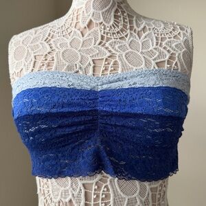 EUC Victoria’s Secret PINK Blue Hombre Lace Bandeau Bra Top Size Large